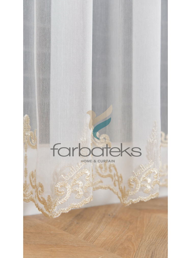 Brillant Şehrazat Altın Gold Motif İşlemeli Ütü İstemez Salon Tül Perde Brillant Şehrazat Altın Gold Motif İşlemeli Ütü İstemez Salon Tül Perde